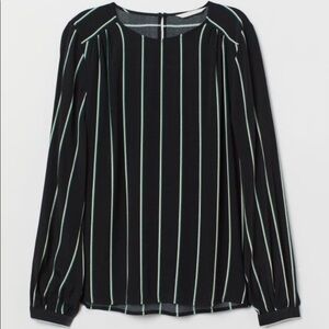 NEW H&M Long Sleeve Crewneck Striped Blouse